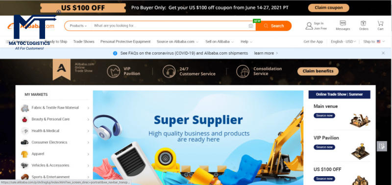 Vào trang chủ Alibaba
