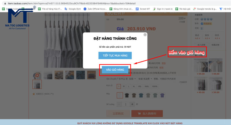 Thêm sản phẩm vào giỏ hàng của Mã Tốc