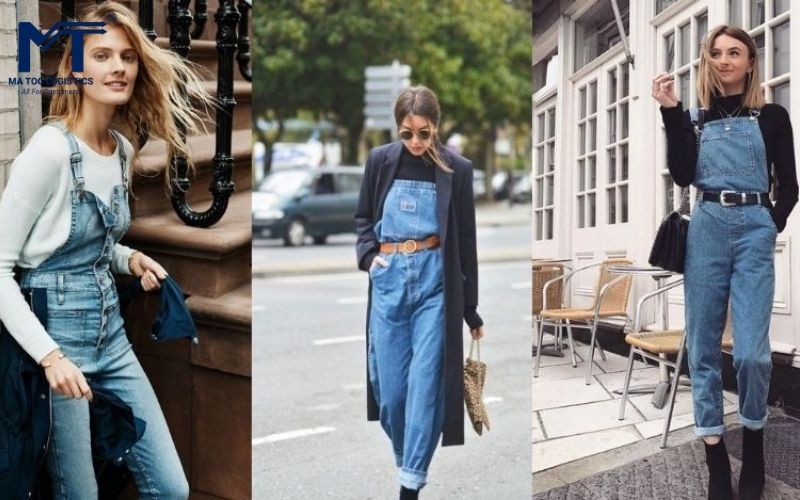 Quần yếm jean nữ dáng dài thanh lịch tôn dáng