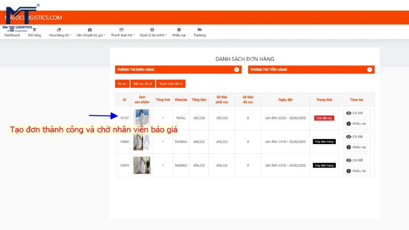 Yêu cầu báo giá tmall