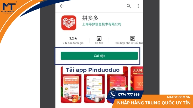 Tải app và đăng ký tài khoản Pinduoduo