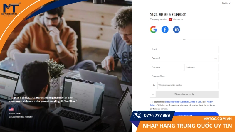 Đăng ký tài khoản Alibaba dành cho người bán rất dễ dàng Đăng ký tài khoản Alibaba dành cho người bán