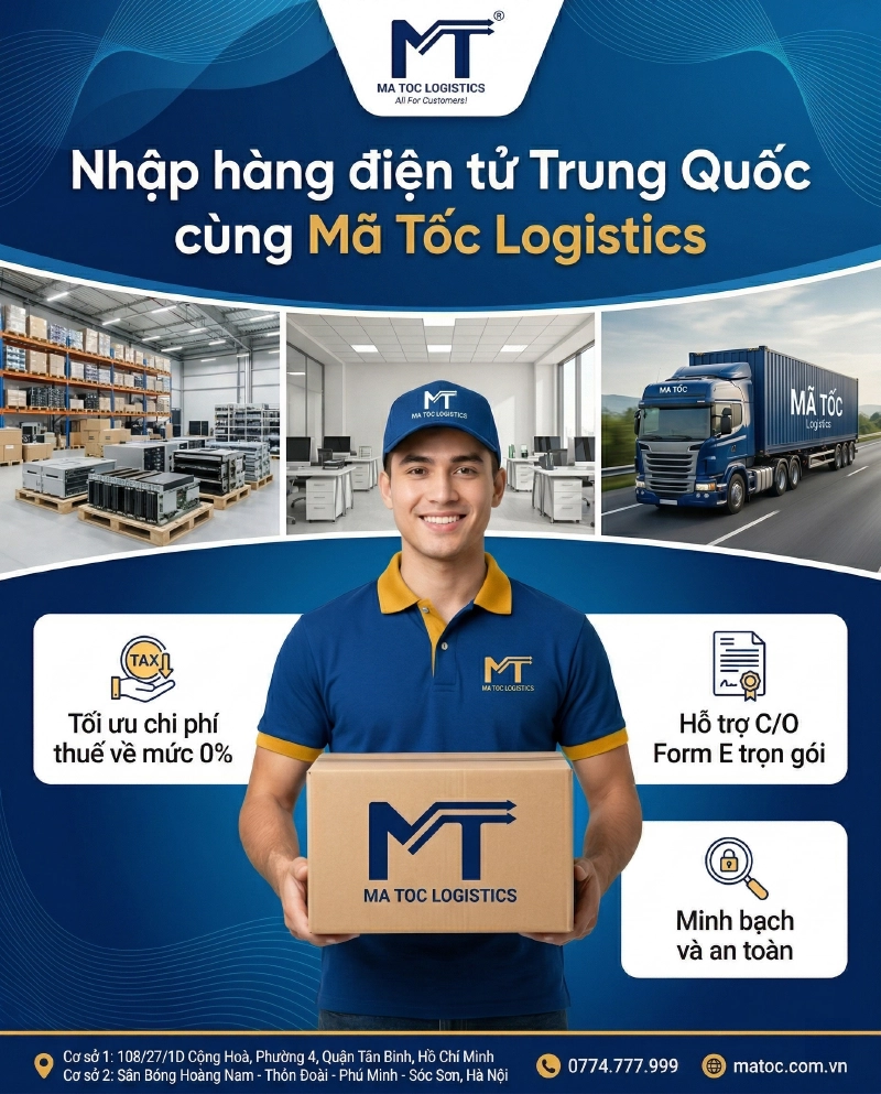 Nhập hàng điện tử Trung Quốc cùng Mã Tốc Logistics Nhập hàng điện tử Trung Quốc cùng Mã Tốc Logistics