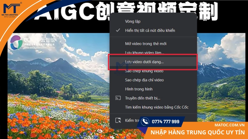 Chuột phải và chọn lưu Video Taobao về máy Chuột phải và chọn lưu Video Taobao về máy