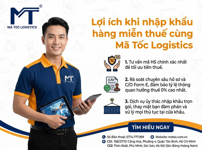 Nhập khẩu hàng Trung Quốc miễn thuế cùng Mã Tốc Logistics
