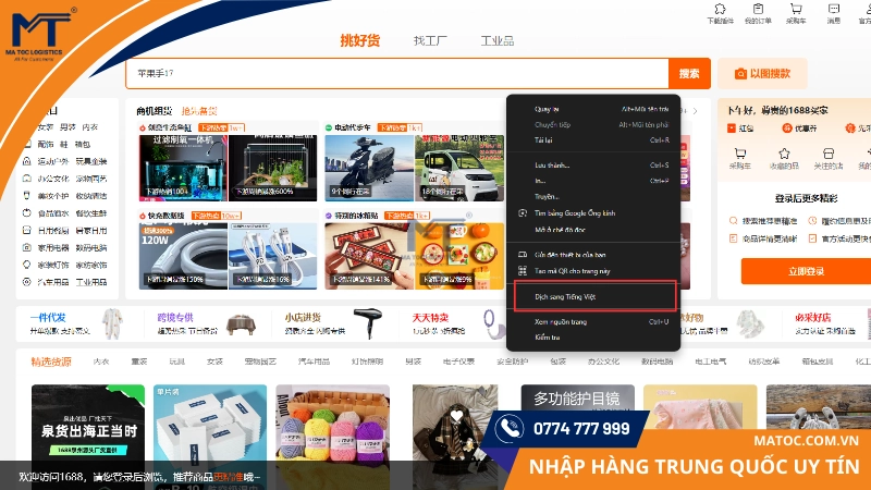 Sử dụng công cụ dịch trên Google Chrome