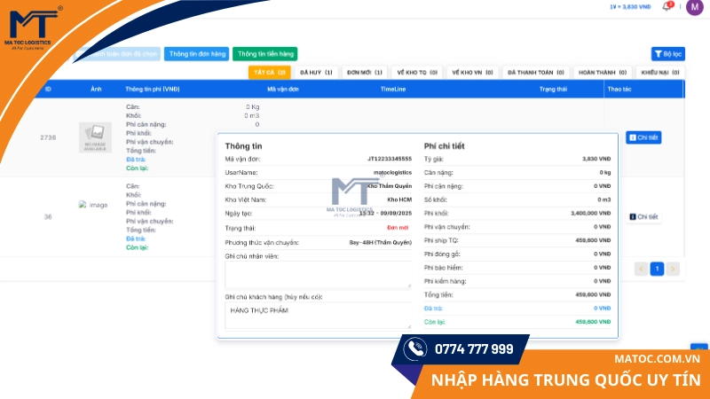 Bạn có thể kiểm tra lại thông tin đơn ký gửi và đợi hỗ trợ từ Mã Tốc Logistics