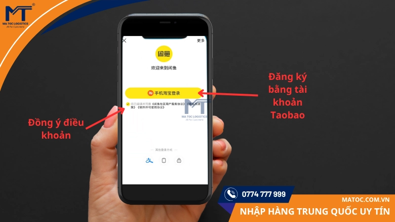 Đồng ý điều khoản và lựa chọn đăng ký Xianyu bằng tài khoản Taobao Đồng ý điều khoản và lựa chọn đăng ký Xianyu bằng tài khoản Taobao