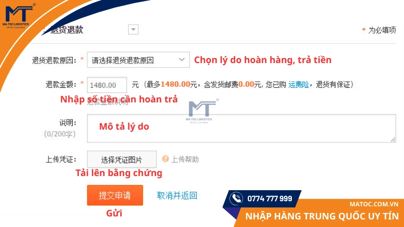 Điền đầy đủ thông tin trả hàng để khiếu nại Taobao thành công Điền đầy đủ thông tin trả hàng để khiếu nại Taobao thành công