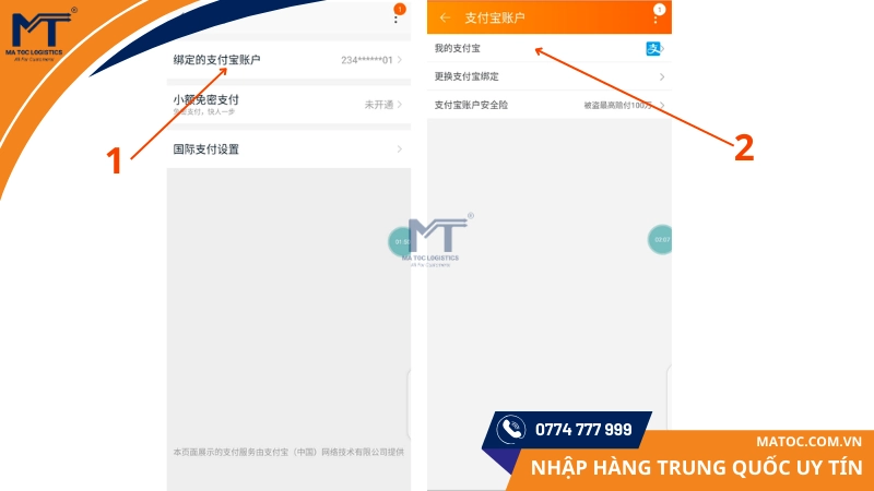 Chọn liên kết tài khoản Alipay và thực hiện theo hướng dẫn Chọn liên kết tài khoản Alipay và thực hiện theo hướng dẫn