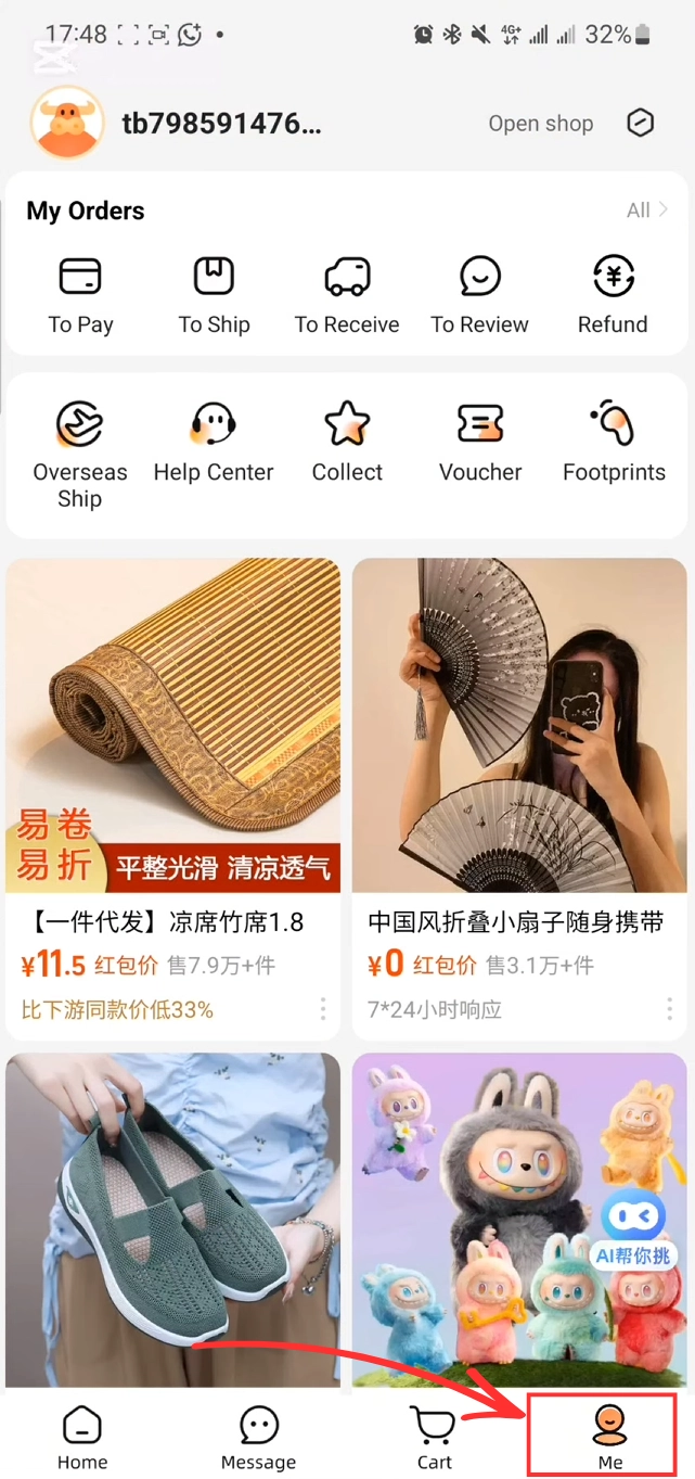 Chọn Me để vào phần cài đặt cá nhân