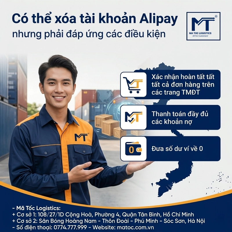 Có thể xóa tài khoản Alipay nhưng phải đáp ứng nhiều điều kiện