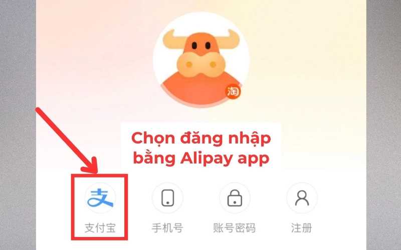 Chọn đăng nhập 1688 bằng Alipay để liên kết trực tiếp