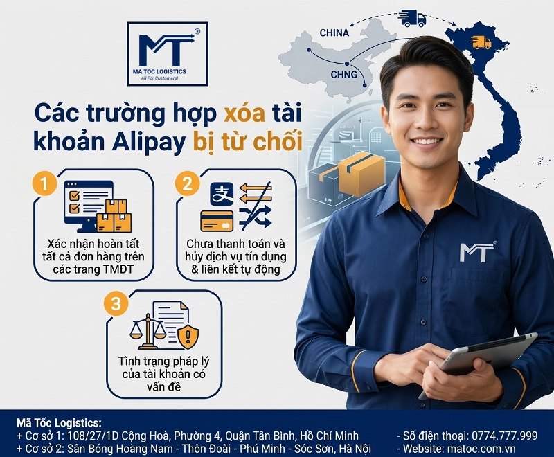 Các trường hợp xóa tài khoản Alipay bị từ chối