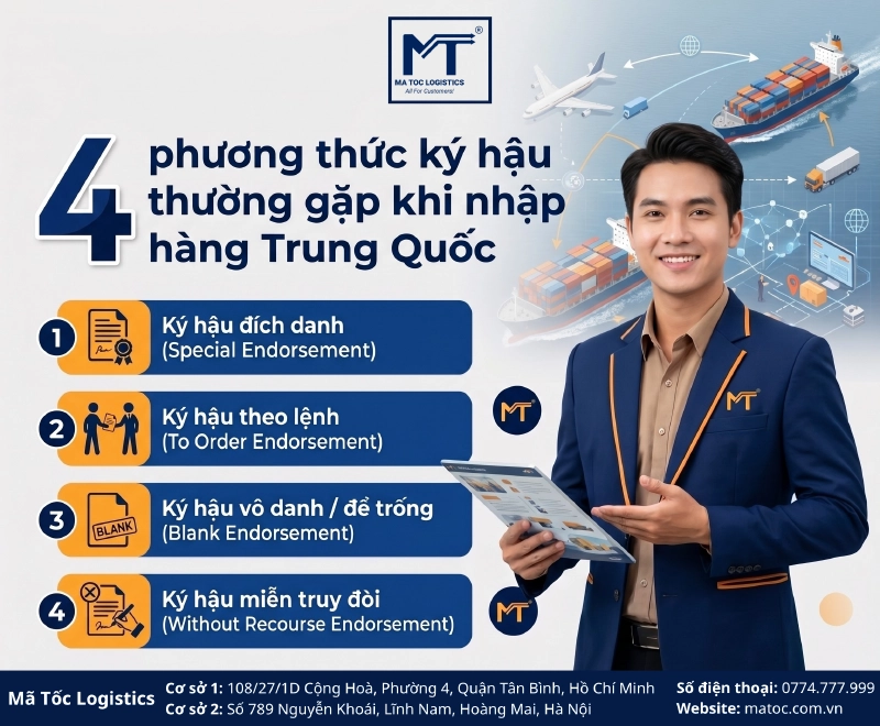 4 phương thức ký hậu thường gặp khi nhập hàng Trung Quốc